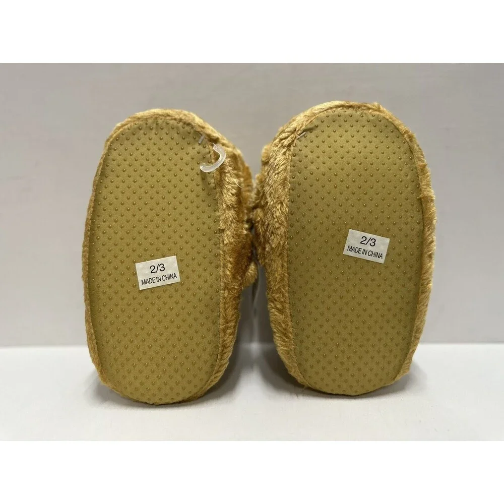 Unbranded size 2/3 plush brown dog slip on house slippers